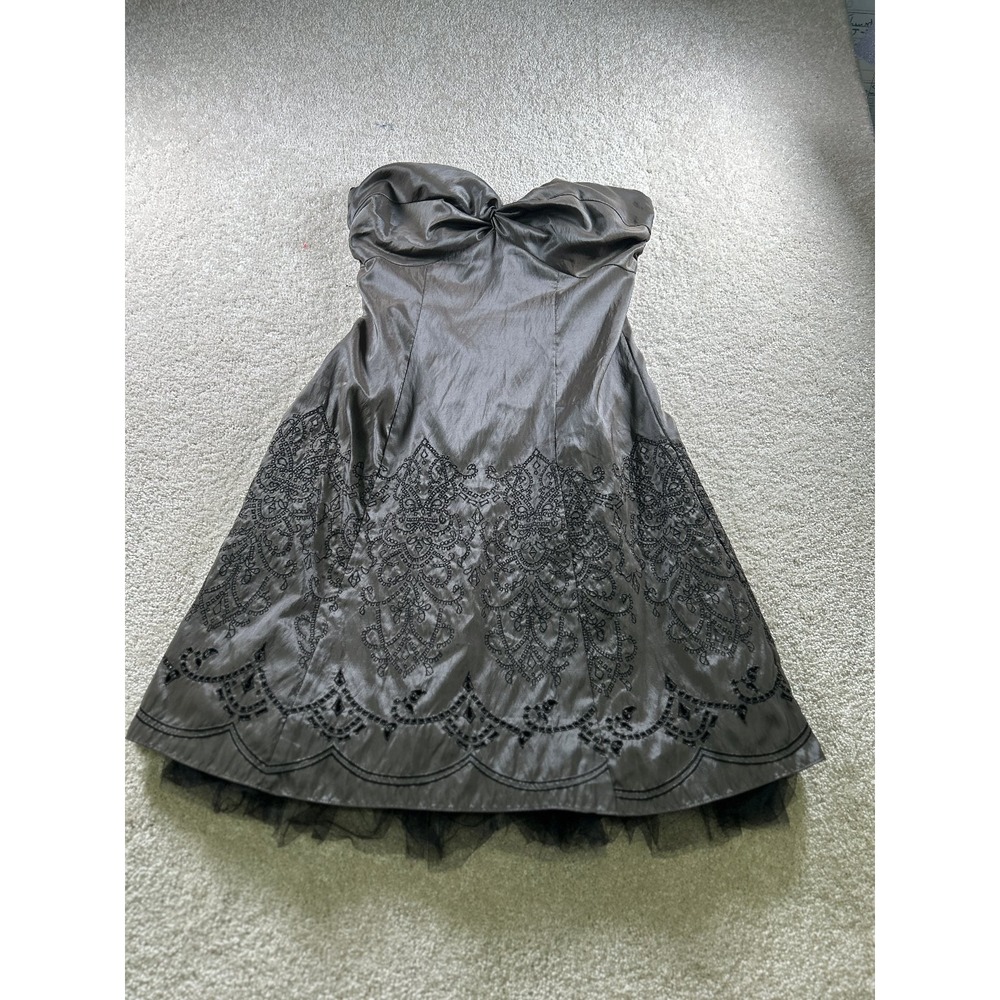 Marina Women Strapless Black Cocktail Dress 6 Tulle HOCO Prom Witchy Grunge Goth